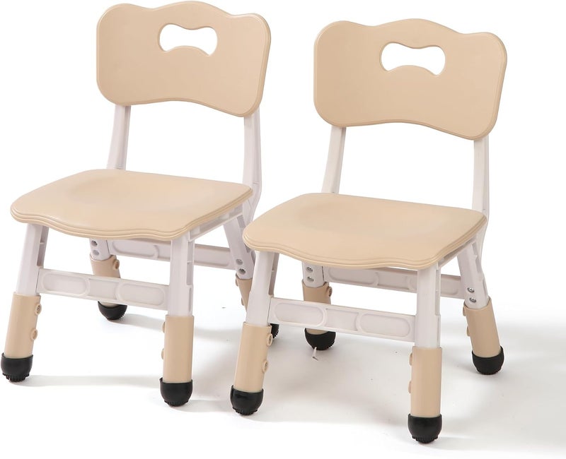 Hulaibit Adjustable Kid Chairs, 3 Level Adjustable Suitable for Children Age 3-8, 2PCS Toddler Chair Maximum Load-Bearing 220lbs, for Home Family Classroom Nursery Indoor Use, Burlywood - Image 1